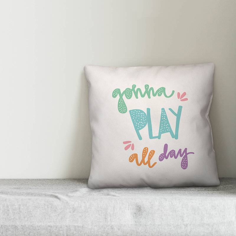  Gonna Play All Day Outdoor Square Pillow Cover & Insert, Polyester/Polyfill