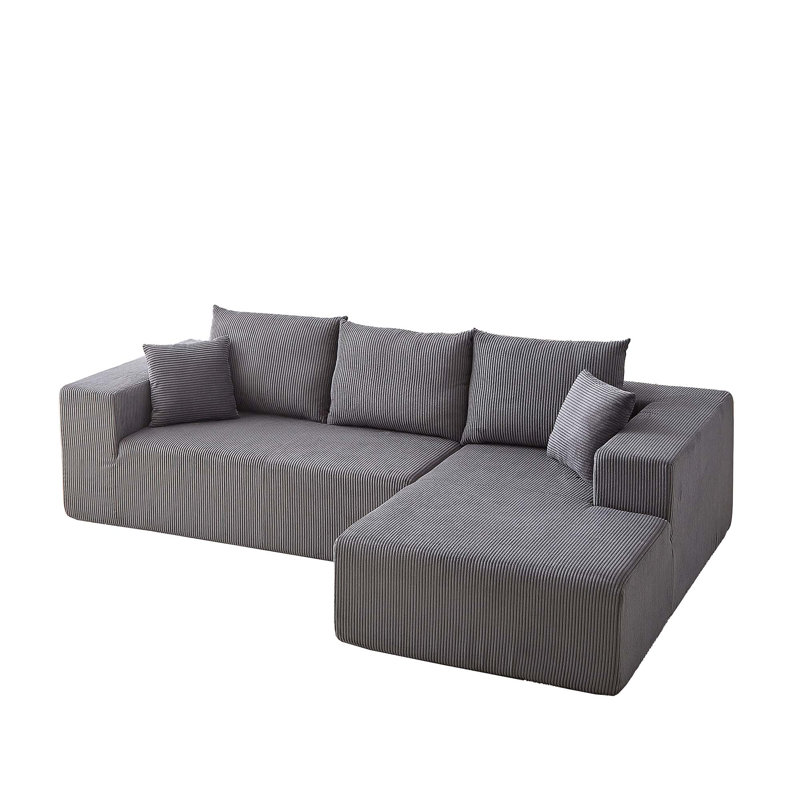 Canapé modulaire rembourré Boneless avec 6 coussins, aucun assemblage requis, Orienté à gauche (vu de face), Chenille noir