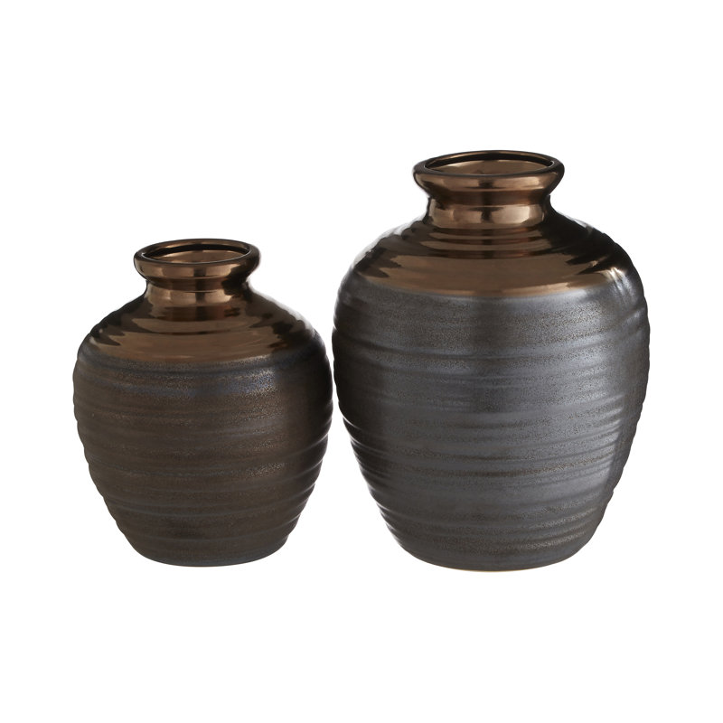 Szeto Ceramic Table Vase, 26cm H x 20cm W x 20cm D, Grey