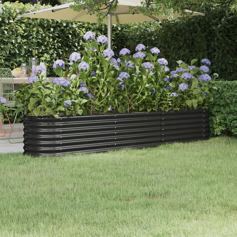 Anmar Metal Raised Garden Bed, Anthracite, 14.2" H x 88.2" W x 15.7" D