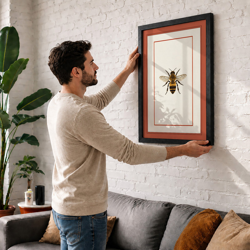 Honey Bee Study Botanical - Framed Print, Oak, A4 - 29.7 x 21.0 cm