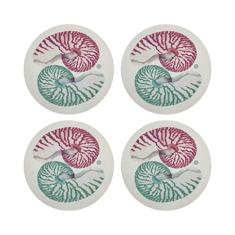 Nautilus Turq Pebble 16" Vinyl Placemat, Pink/Green