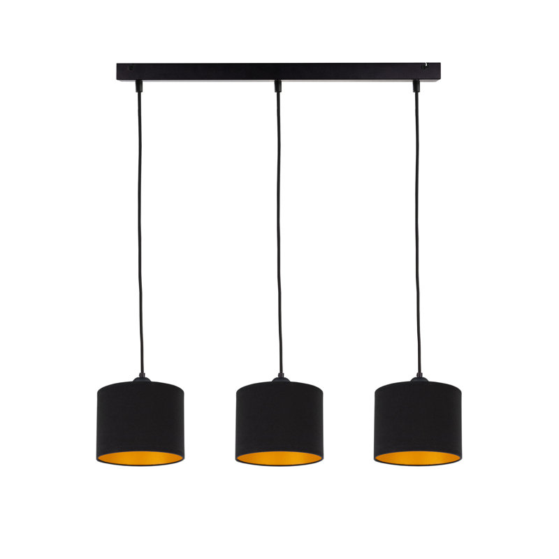 Marciella - Light Drum Pendant, Black, 21cm H x 64cm W, 3