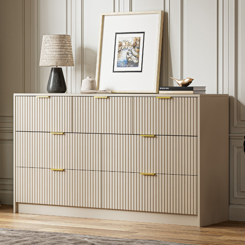 Commode 7 tiroirs, l 55,1 po, Beige