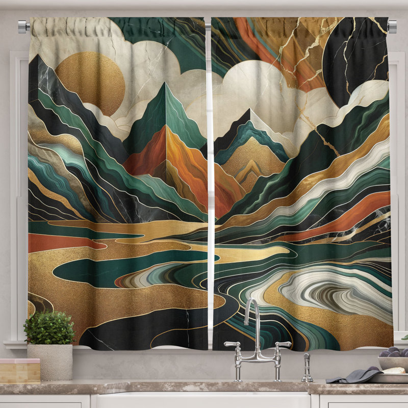 Abstract Kitchen Curtain, 55" W x 36" L