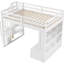 Lit mezzanine double blanc avec bureau, tablettes, deux tiroirs et escalier de rangement pratique et robuste 2 grands