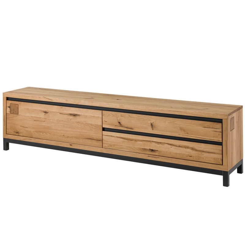 Villanders Unfinished TV Stand for TVs up to 43", Natural Oak