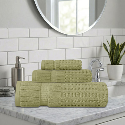 Ensemble de serviettes 3 pièces Willow - 100% coton peigné, qualité supérieure 630 g / m², vert, ultra-doux et très absorbant