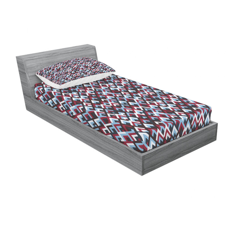 Microfiber Geometric Sheet Set, Twin Sheet Set with Fitted Sheet