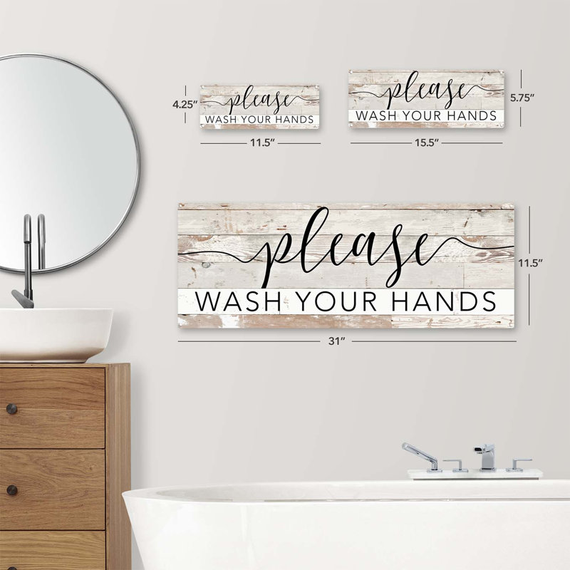 Please Wash your Hands Metal Sign, 5.75" H x 15.5" W x 0.04" D