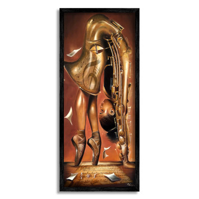 Art de giclée encadrée de saxophone surréal de saxophone par Salaam Muhammad