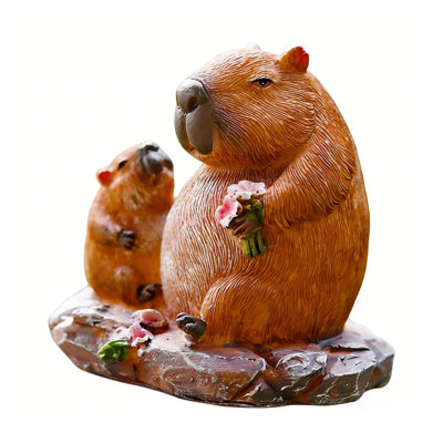 Statue de Capybara, statue de mère et de bébé, figurine, ornement animal, décoration de jardin pour la maison, patio, brun