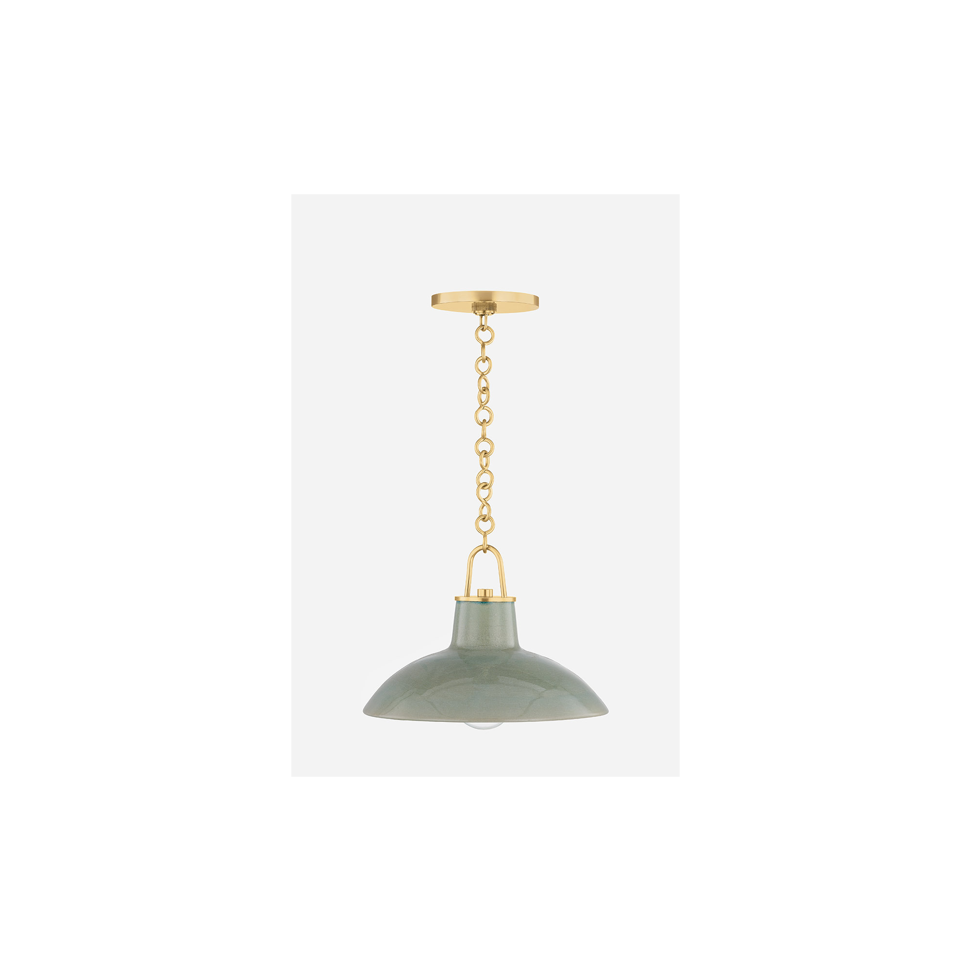 POTTERSVILLE Pendant, 10" H x 12.5" W x 12.5" D, Brass, Teal