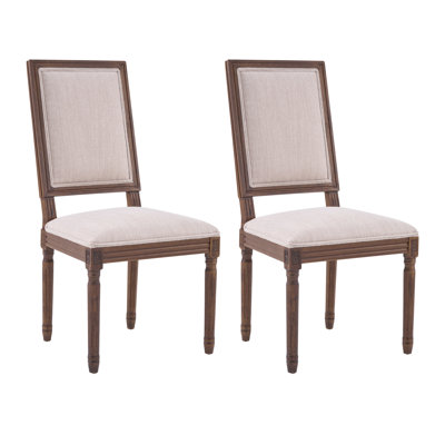 French Country Rattan Back Carved Fluted Dining Chair 20 x 22 x 40 Inch Solid Wood and Polyester