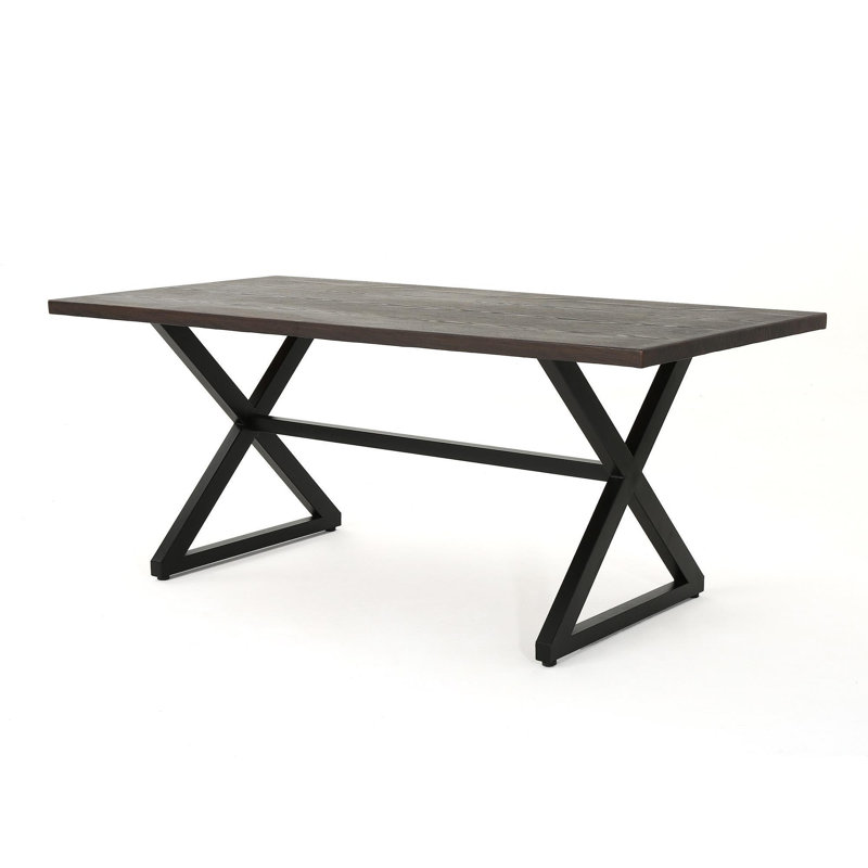 Rolando Outdoor Aluminum Dining Table With Steel Frame, Brown / Black