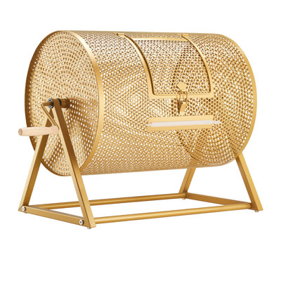 Raffle Ticket Spinner, 16.1" x 11.9" Holds 5000 Tickets or 200 Ping Pong Balls, Raffle Drum Lottery Spinning Cage with Reinforced Handle, Stable Triangular Stand, for Events and Gatherings, Gold