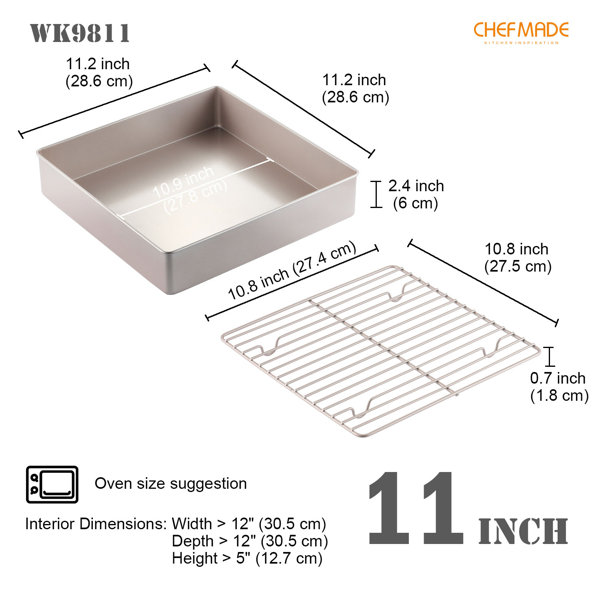 CHEFMADE Rectangular Cake Pan, Nonstick 10.8 Inch Oblong Cake Pan, 7 x  10.8, Set of 2