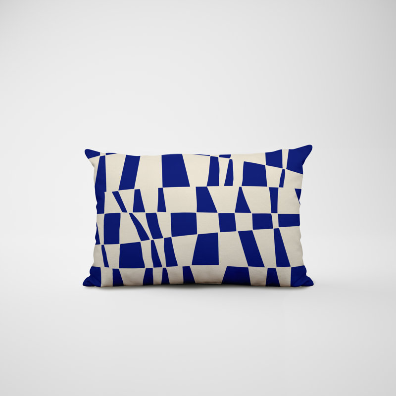 Polyester Lumbar Rectangular Indoor/Outdoor Pillow Cover & Insert, Navy Blue