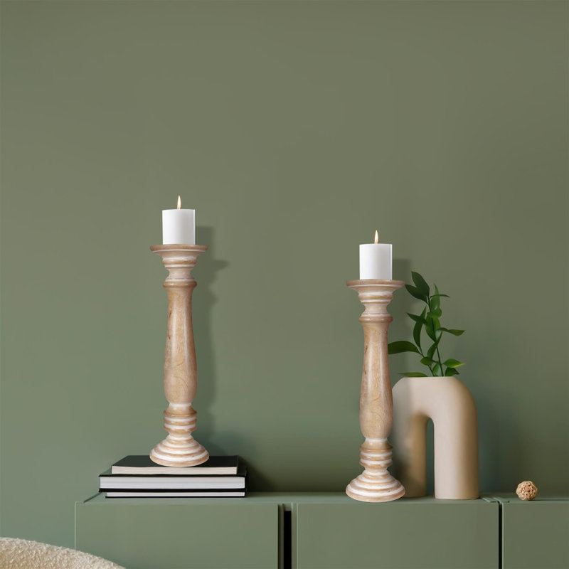 2 Piece Solid Wood Tabletop Pillar Set, 31cm H x 13cm W x 13cm D