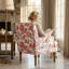 Chaise avec accoudoirs rembourrée Modern Floral Styke, fauteuil Mid-Century, avec pieds en bois massif, rose-51679840