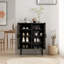 Buffet à 4 portes en maille de rotin avec huit espaces de rangement-1197658961