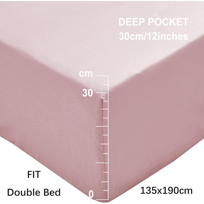 Cadan Microfiber 30cm Fitted Sheet, Double (4'6), Pink