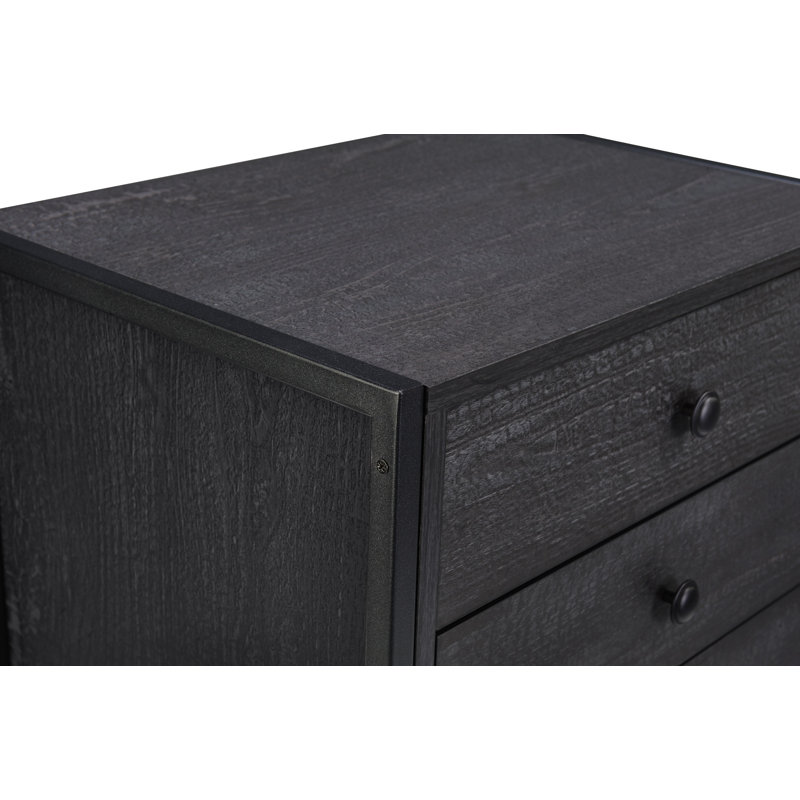 Harrold 53.8cm W Manufactured Wood Bedside Table, Black