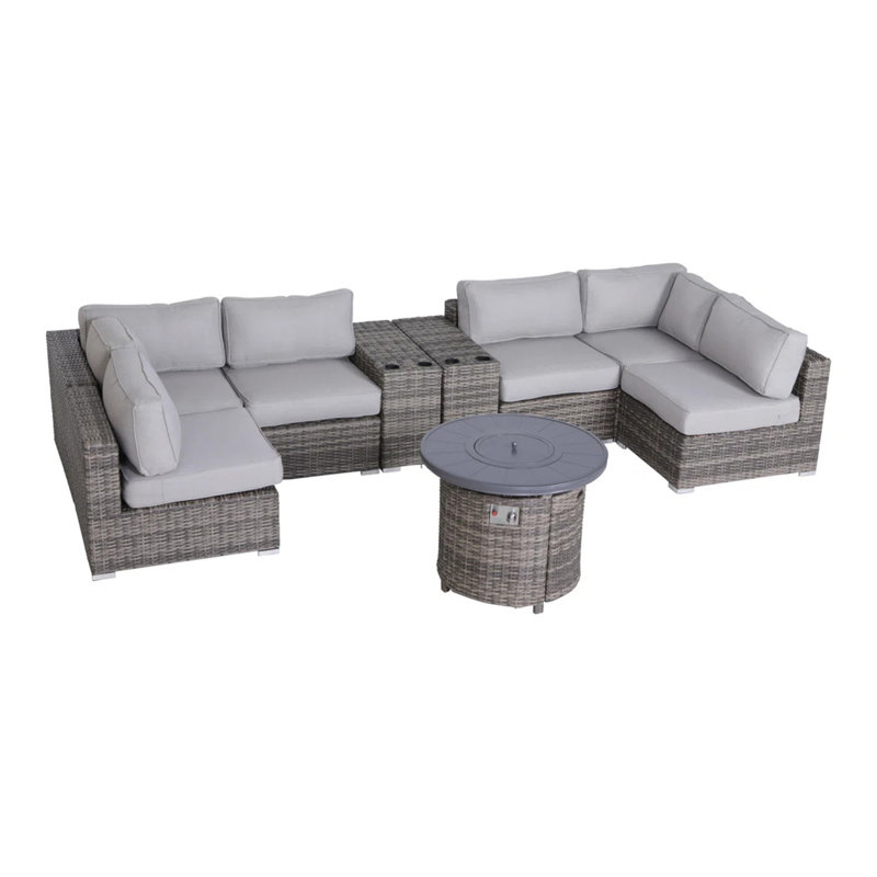 Ensemble de canapé modulaire d'extérieur 9 pièces avec coussins 9 pièces