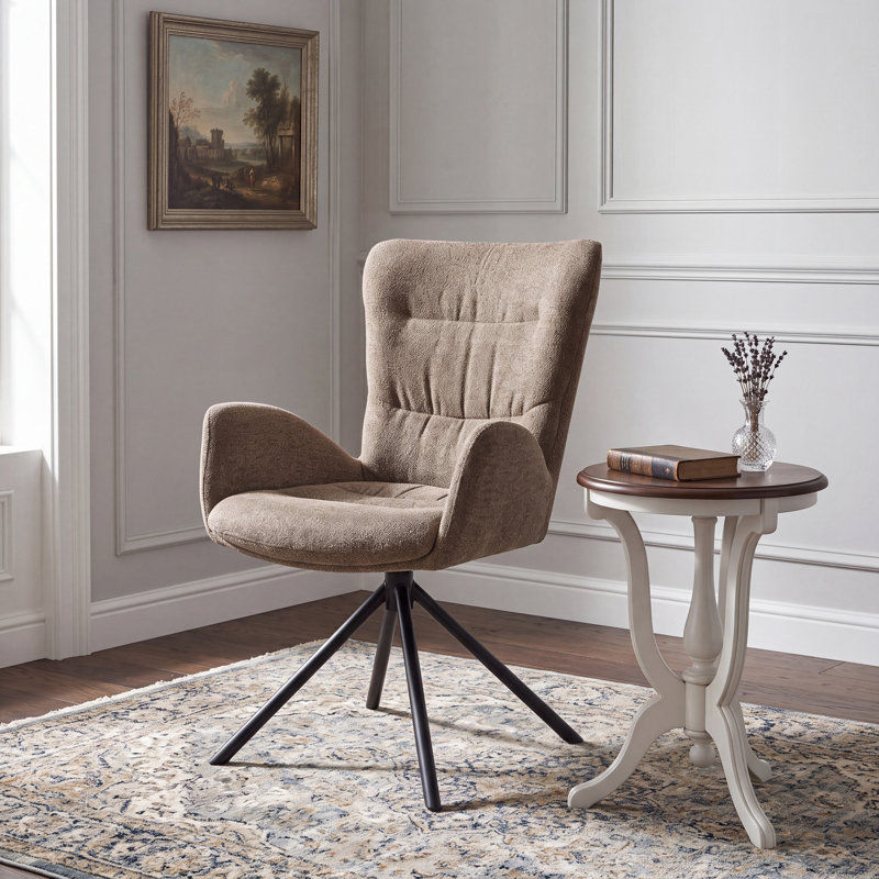 Upholstered Swivel Accent Chair with Tufted Seat, Brown
