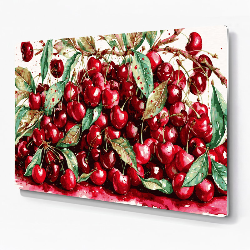 Art mural en métal Fruit Cherry Sweet Beige, H 8 po x l 10 po