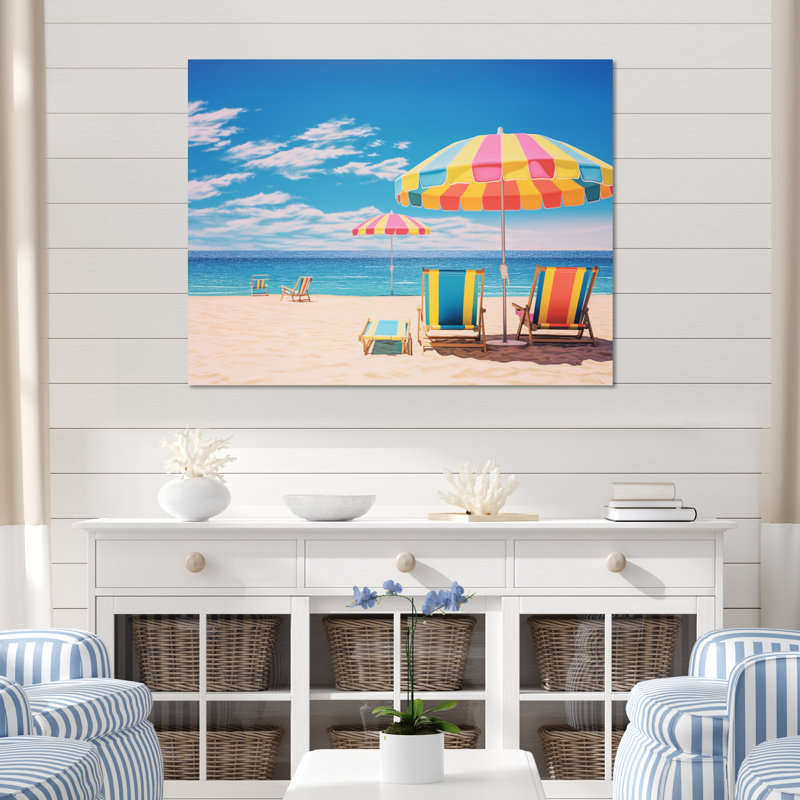 «Beach Chairs Dream IV» sur toile, H 24 po x l 32 po x P 1 po, Toile tendue