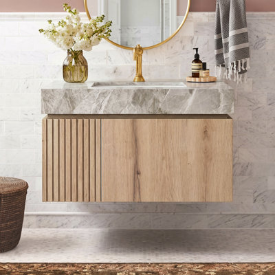 Luxstone Modern Luxury Vanity with Sintered Stone Countertop and Ceramic Basin