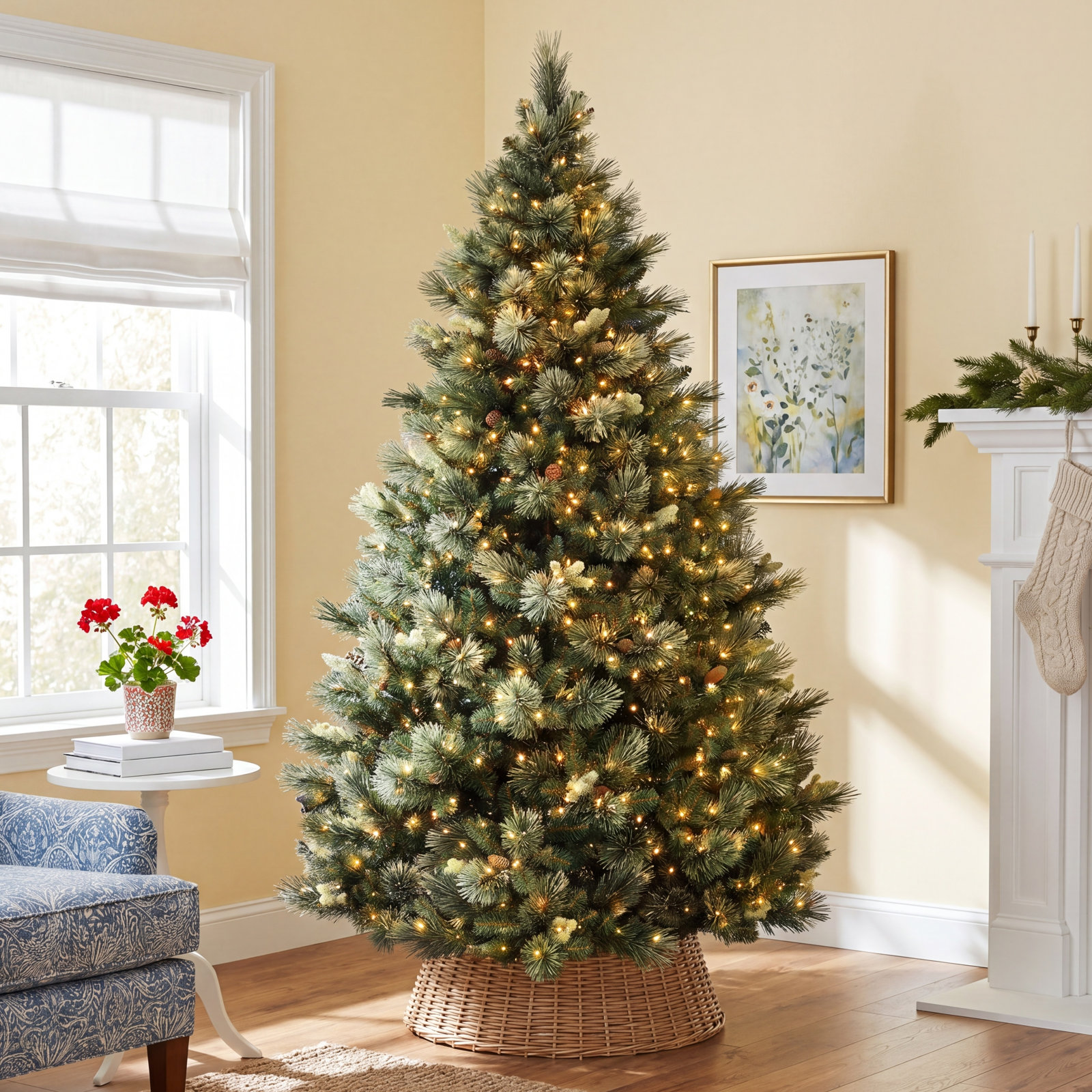 9' Pre-Lit Pine Christmas Tree - The Holiday Aisle®, 7.5' H