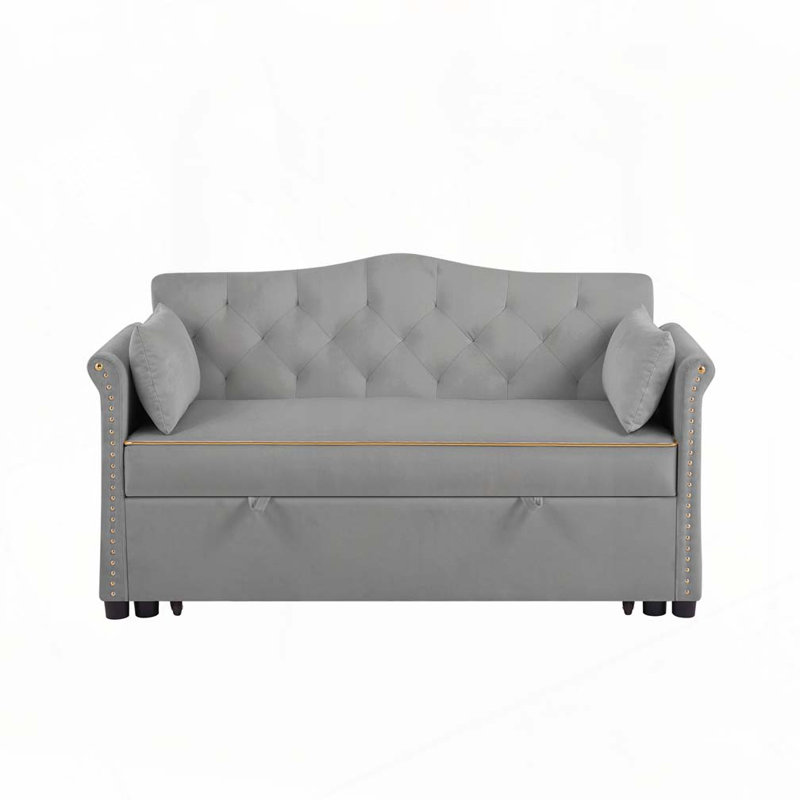 Canapé-lit convertible en velours, Gris