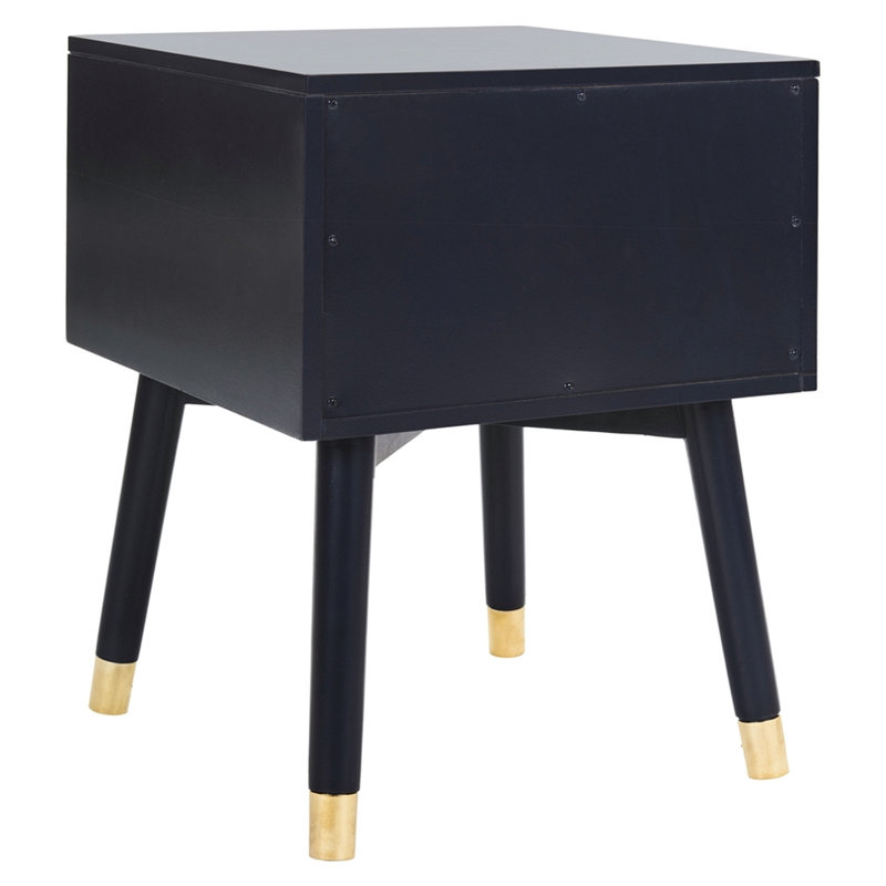 Lyla Transitional 2-Drawer Nightstand in Navy with Gold Accents