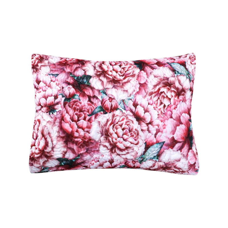 Standard Floral Pink Microfiber Cotton Pillow Sham