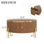 Table basse ronde moderne avec 2 grands tiroirs de rangement, brun, 31,5 po