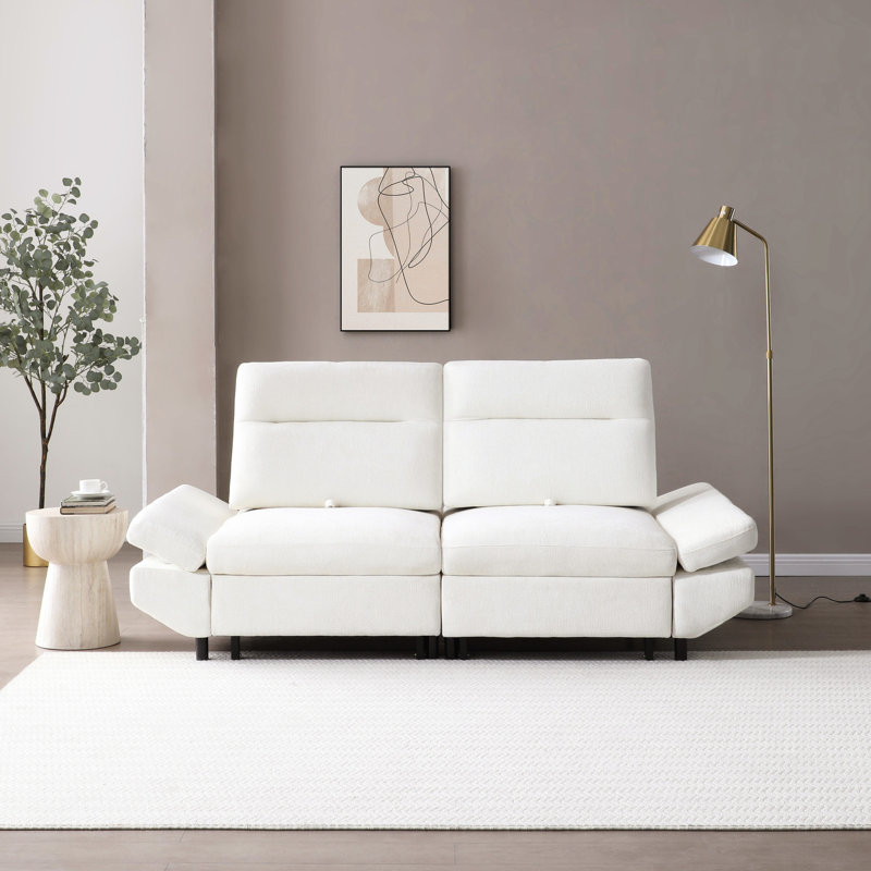 Canapé-lit, en tissu chenille coulissant réglable en 3 en 1, convient au salon / bureau, au revêtement beige,, Beige