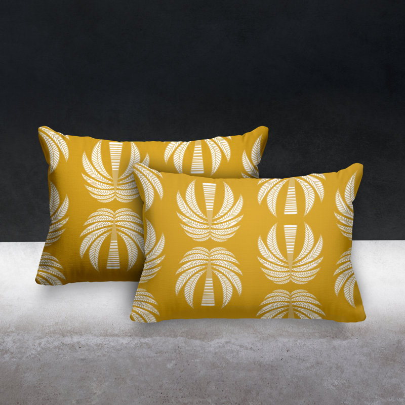 Geometric Outdoor Reversible Throw Pillow, Yellow