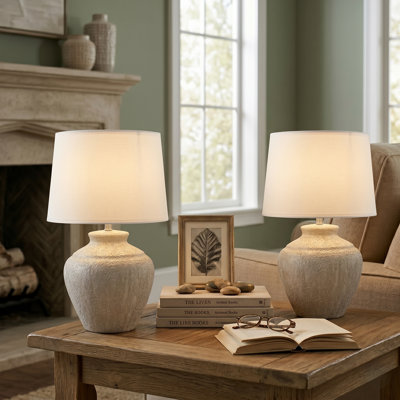 25" Ceramic Table Lamp Set