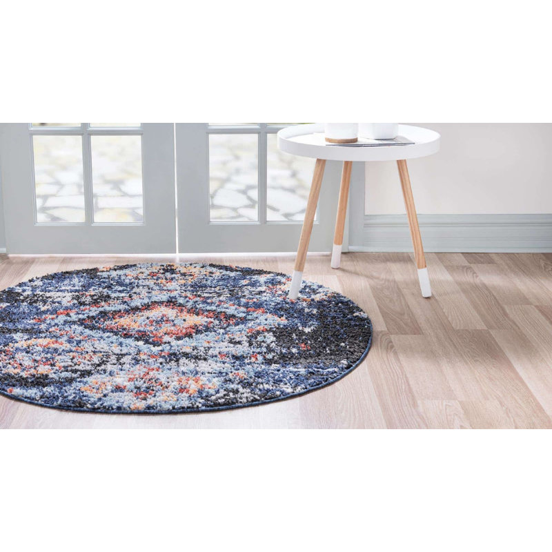 Tapis bleu marine Victorville, Rond 4 pi