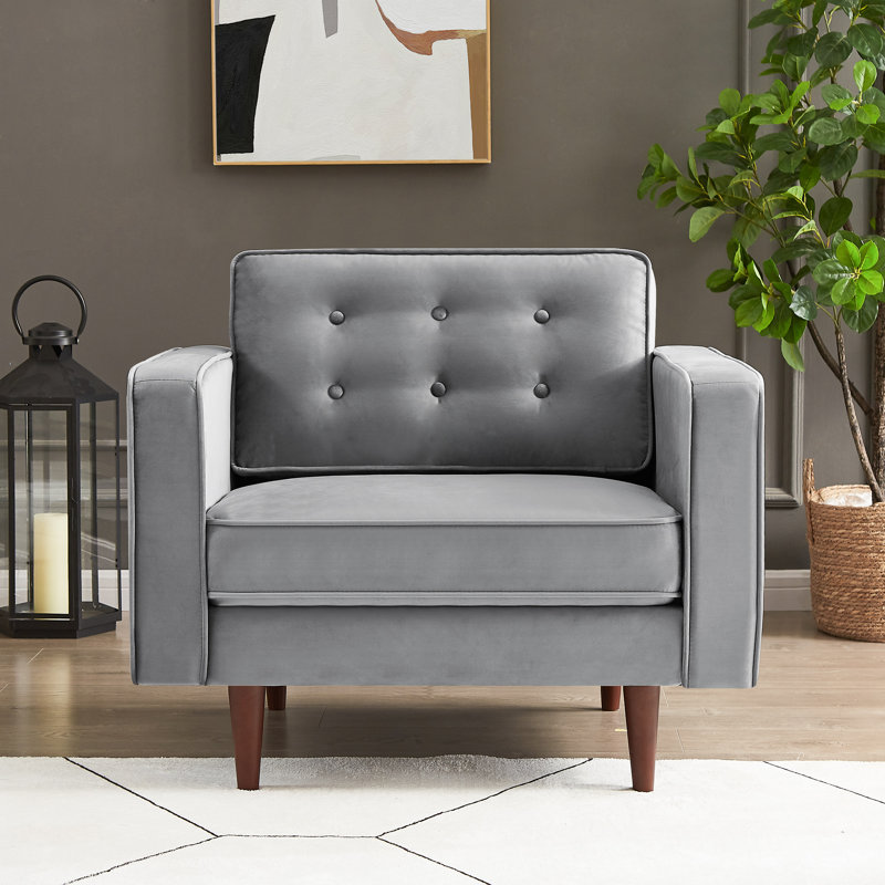 Fauteuil en velours 37,5 po, Gris foncé