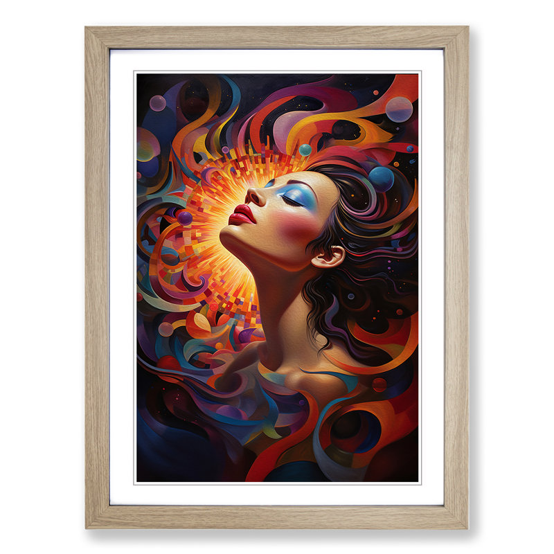 Single Picture Frame Print on Wood, Oak Framed, 34cm H x 25cm W