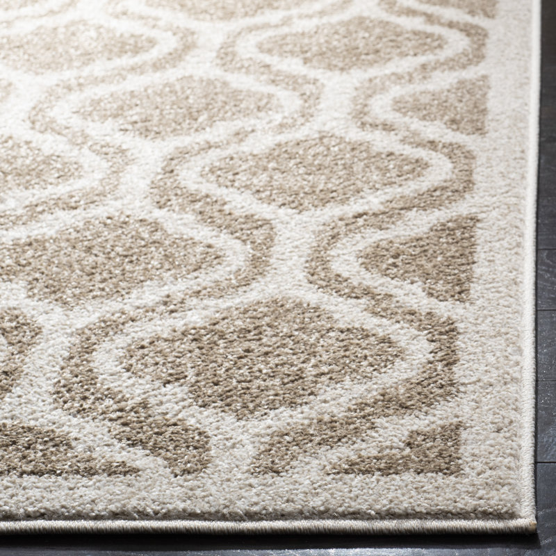 Tapis beige à motif géométrique Ammundsen, Rectangle 4 pi x 6 pi
