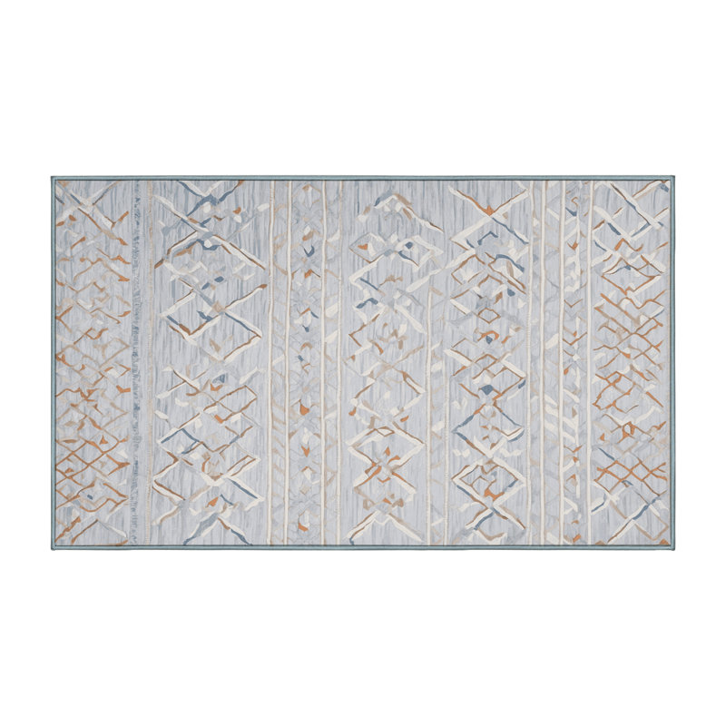 Machine Washable Blue Area Rug, Rectangle 2' x 3'