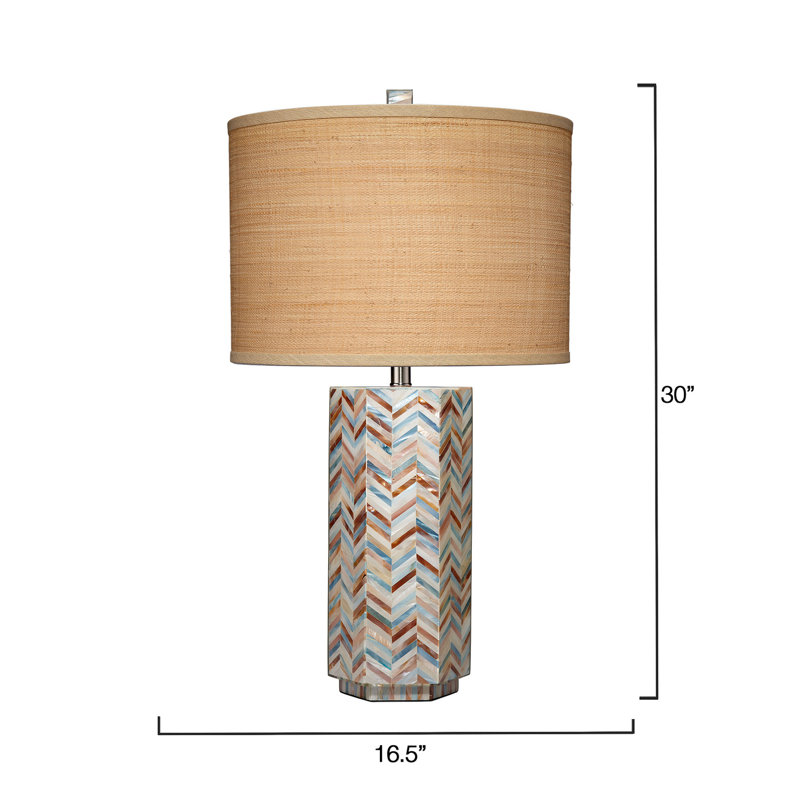 Lucille Mother of Pearl Table Lamp with Raffia Shade