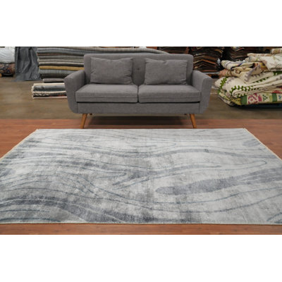 Tapis népalais contemporain 6 x 8 au grain de bois subtil