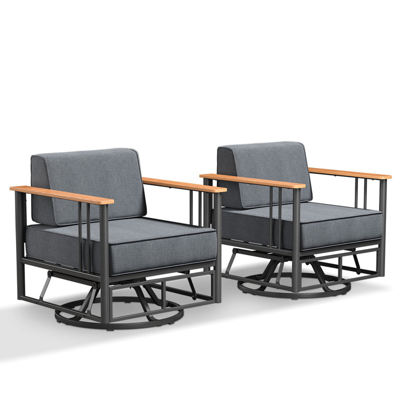 Ensemble de conversation d'extérieur pour 2 personnes Timberloft avec chaises pivotantes et coussins épais de 10 po, Gris