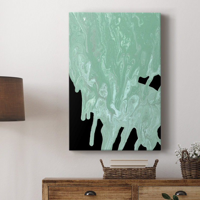 Bleu sarcelle cascade I - galerie Cavas sur mesure, H 18 po x l 12 po