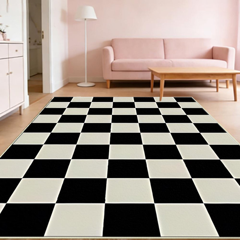 BlackandWhiteCheckerboardarearugsforLivingRoom,SoftandComfortable,Suitableforallseasons,easy-to-maintain,machinewashableIndoorfloormat,UnderTableFarmhousesuitableforDiningRoom,Bedroom,Kitchen,Entryway,Porch,HomeOffice,HomeDecor,OutdoorDecor.